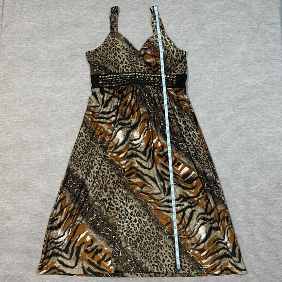 Studio West Apparel Sleeveless Midi Dress Womens Size L Multicolor Animal Print - Picture 11 of 14